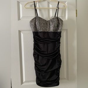 Speechless Black and White Sequined Dress with Adjustable Straps